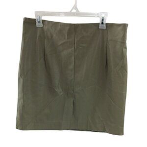 H&M Olive Green Skirt Womens Size 14 Knee Length Pencil Work Office Faux Leather